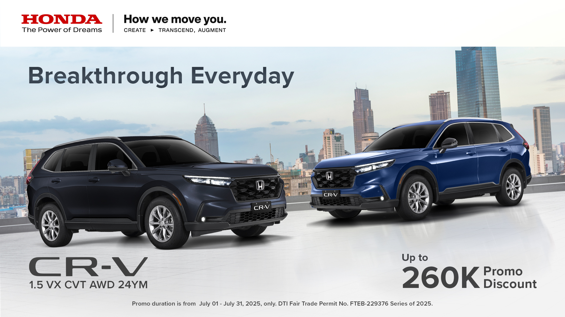 Act Fast: Get PHP260,000 Off a Brand-New Honda CR-V 1.5 VX CVT AWD – Offer Ends July 31!