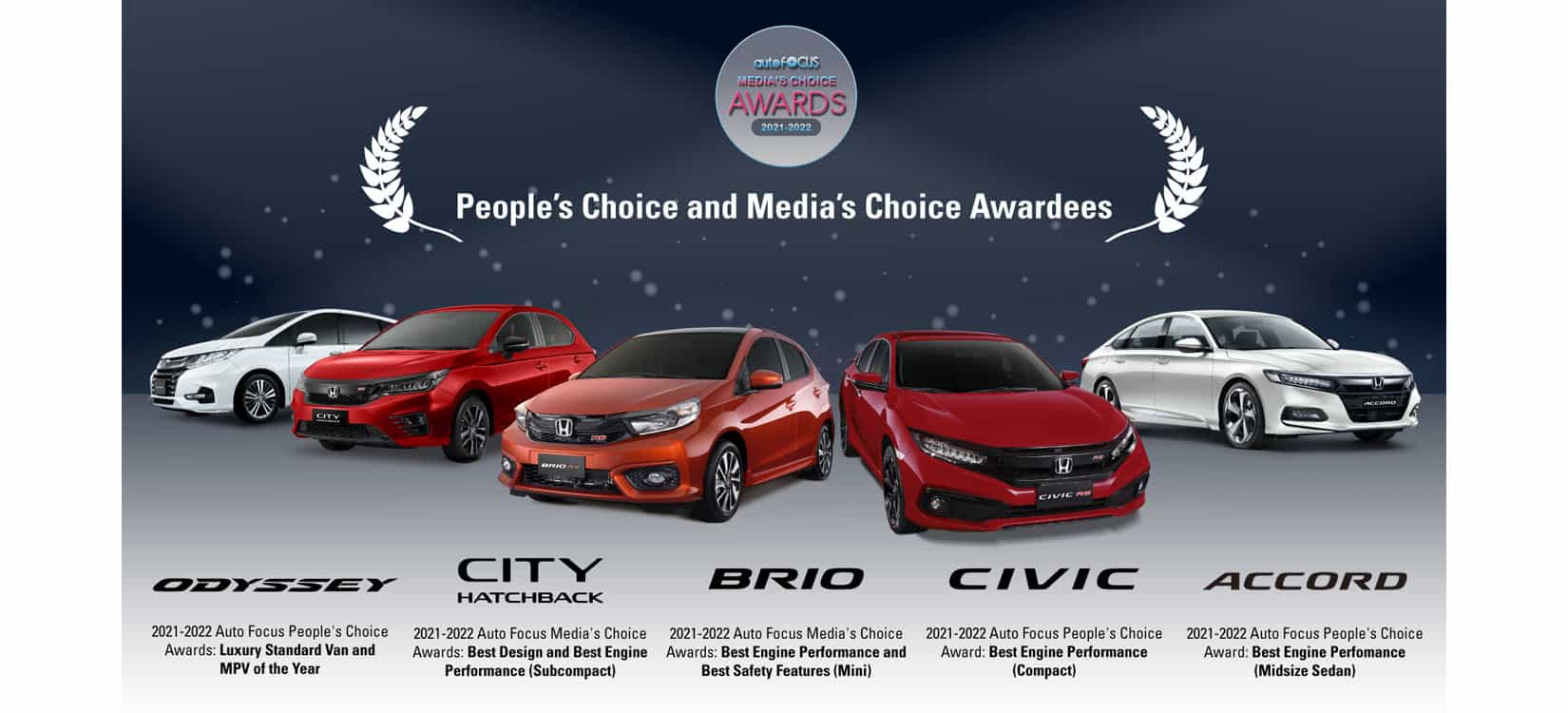 Honda Cars Philippines, Inc. Bags 7 Wins at STV 2021-2022 Autofocus People’s & Media’s Choice Awards