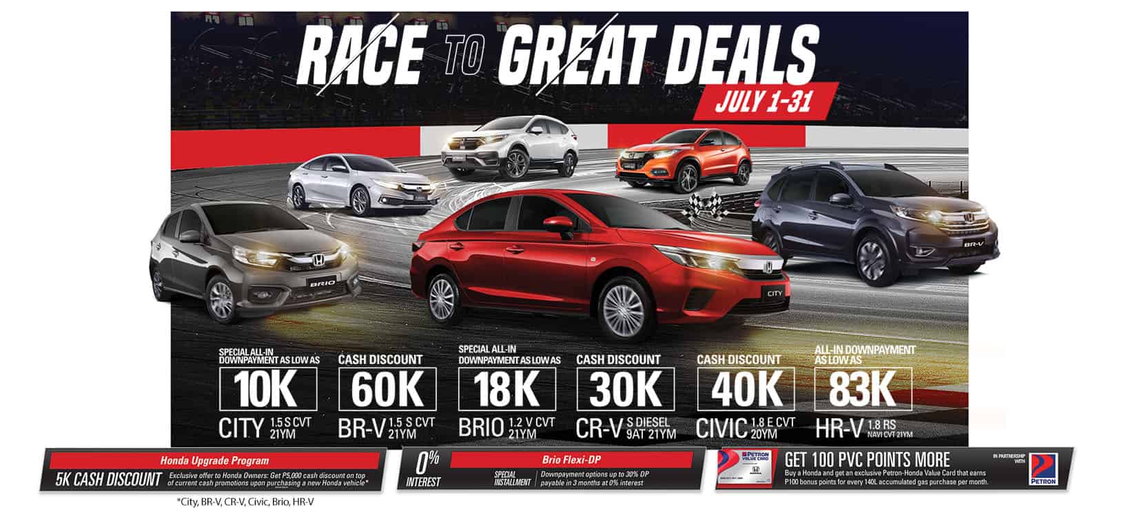Last chance to avail Honda’s “Race to Great Deals” promo this July