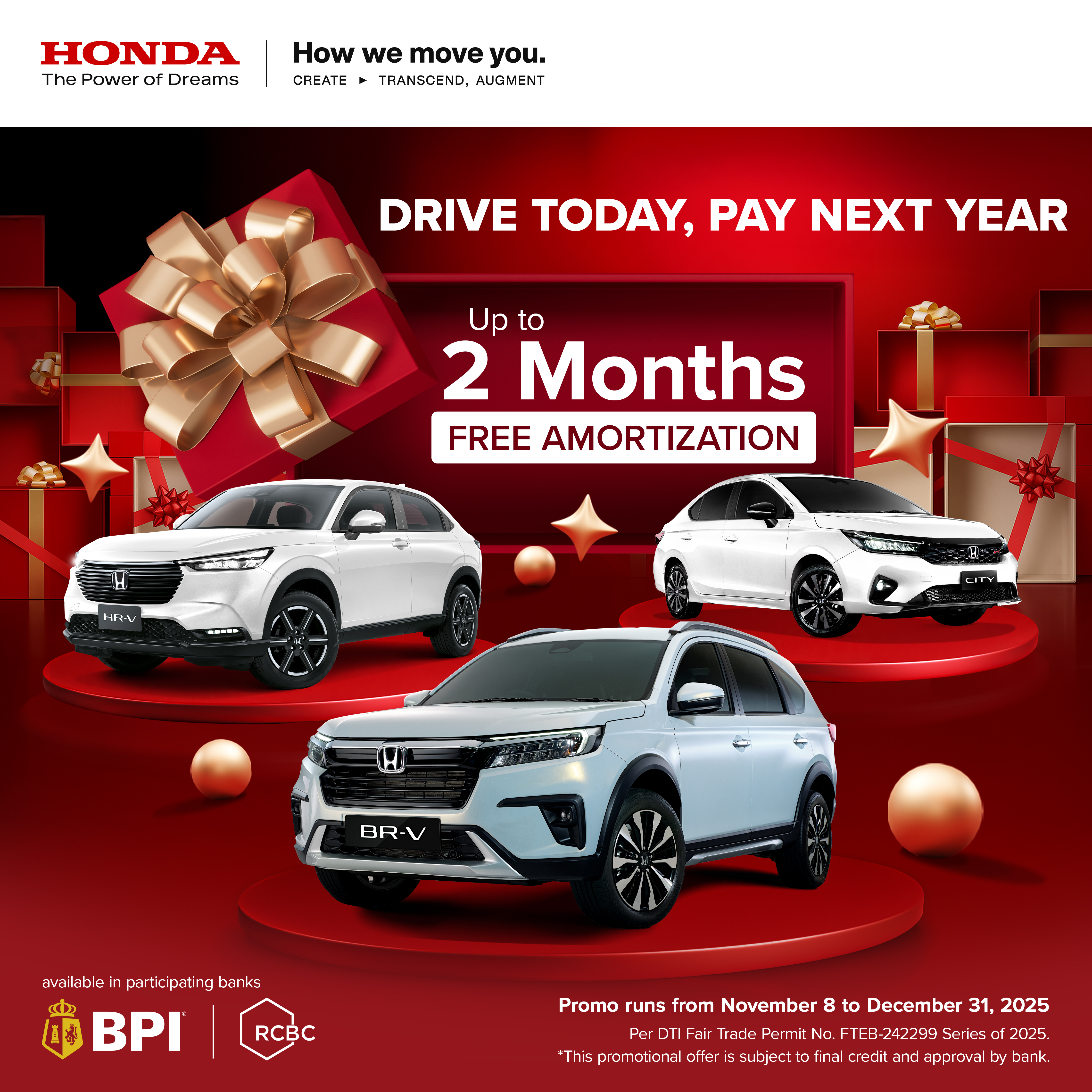 Honda nov promo 2025 drivenow paynextyear